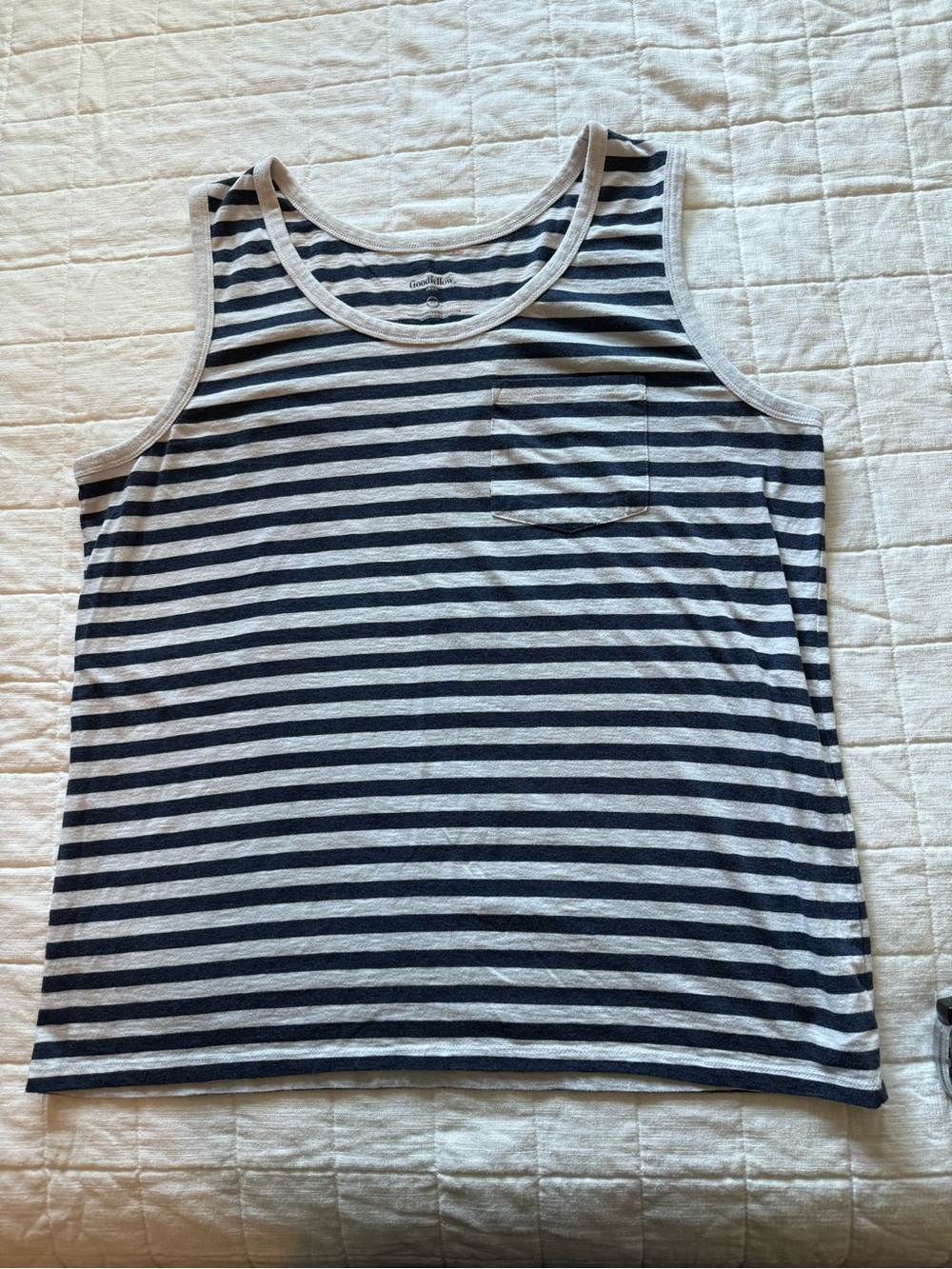Goodfellow & Co Navy and White Striped Pocket Tank